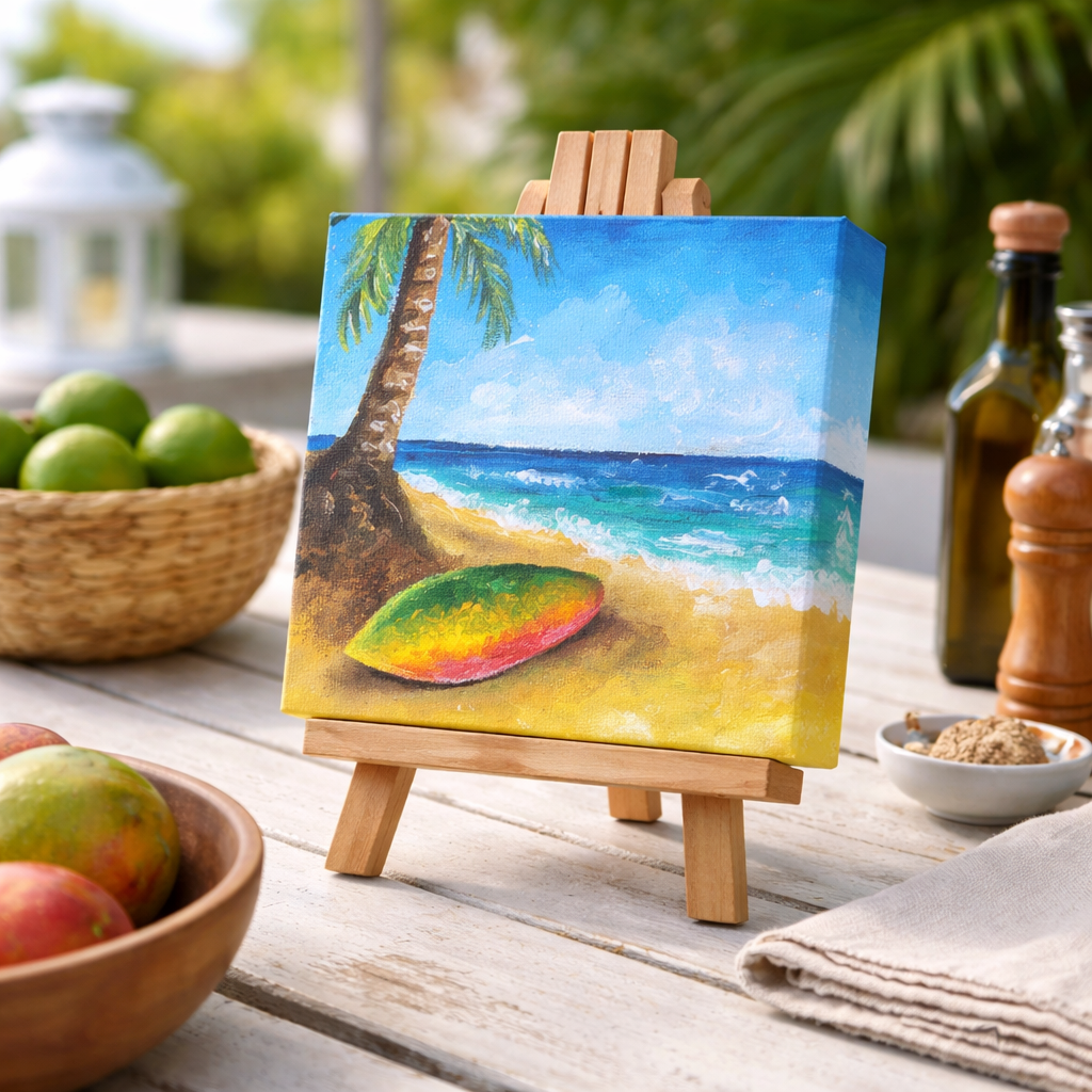 Verano en Luquillo / 6" x 6" acrílico sobre lienzo