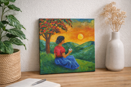 Tranquilidad en el atardecer / Pintura en Acrílico / 12x12